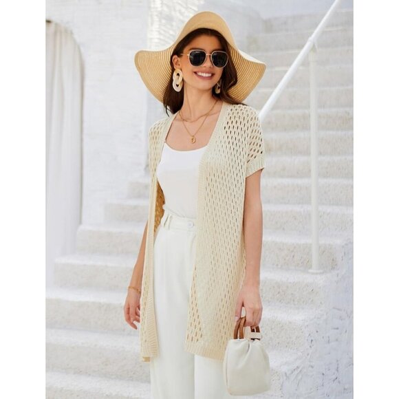 GRACE KARIN Women's 2025 Summer Crochet Cardigan, Open Front, Lightweight Beach - Picture 2 of 7